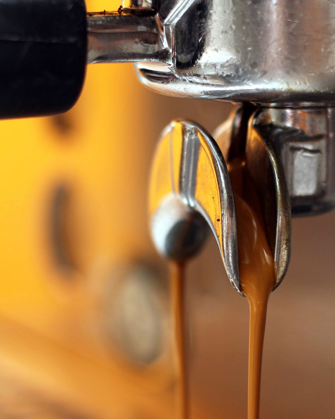 Espresso machine brewing coffee